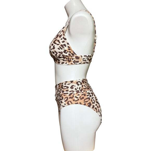 Aerie Leopard Animal Print Crossover Bikini Medium / Large - Picture 2 of 8